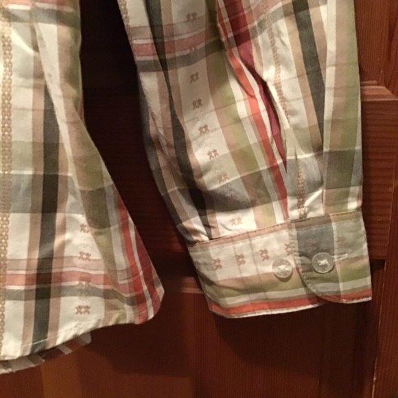 Allison Daley Womens Plaid 14 Blouse Button Roll Up Long Sleeve Fall Colors - Picture 7 of 9